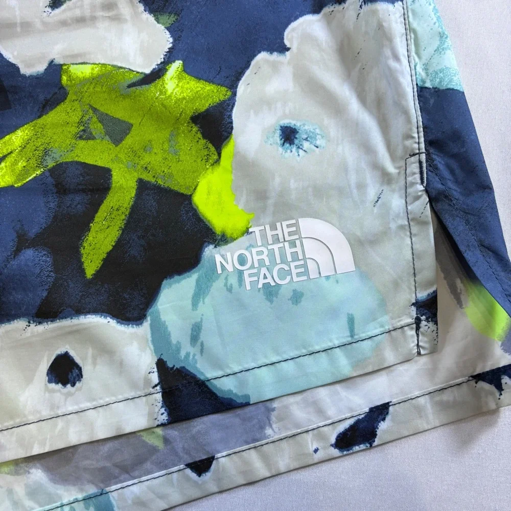 The North Face Limitless Shorts Mens Large Abstract Floral Navy Blue Lined